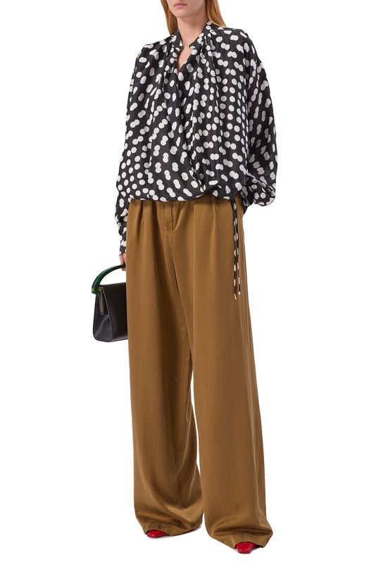 Блузка из вискозы и шелка Dries Van Noten 010744-3114 Чёрно-белый  010744-3114 Фото 2