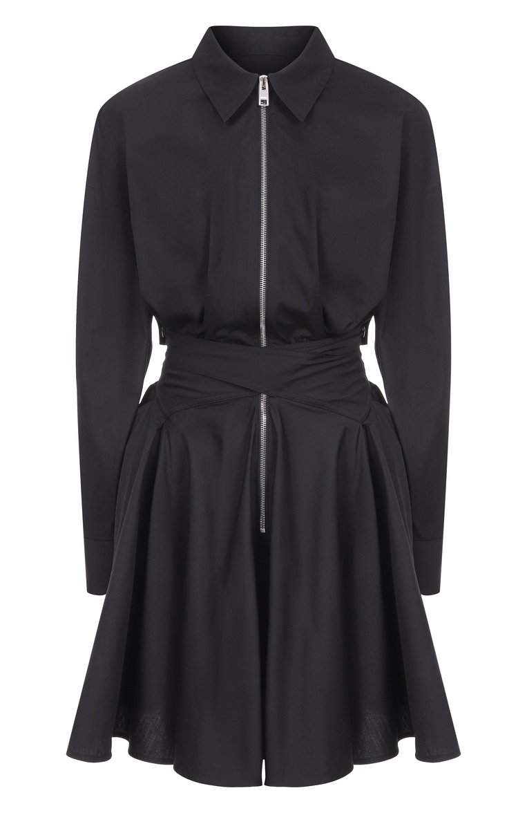 Женское хлопковое платье MSGM черного цвета, арт. 3841MDA20X/257100 | Фото 1 (Рукава: Длинные; Материал внешний: Хлопок; Длина Ж (юбки, п�латья, шорты): Мини; Женское Кросс-КТ: Платье-одежда; Случай: Повседневный; Стили: Кэжуэл)
