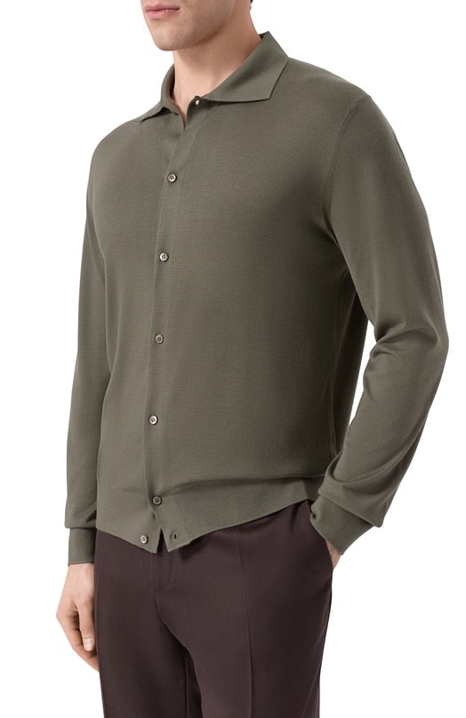 Рубашка из кашемира и шерсти Stefano Ricci W505506PAL/W26150 Хаки  W505506PAL/W26150 Фото 3