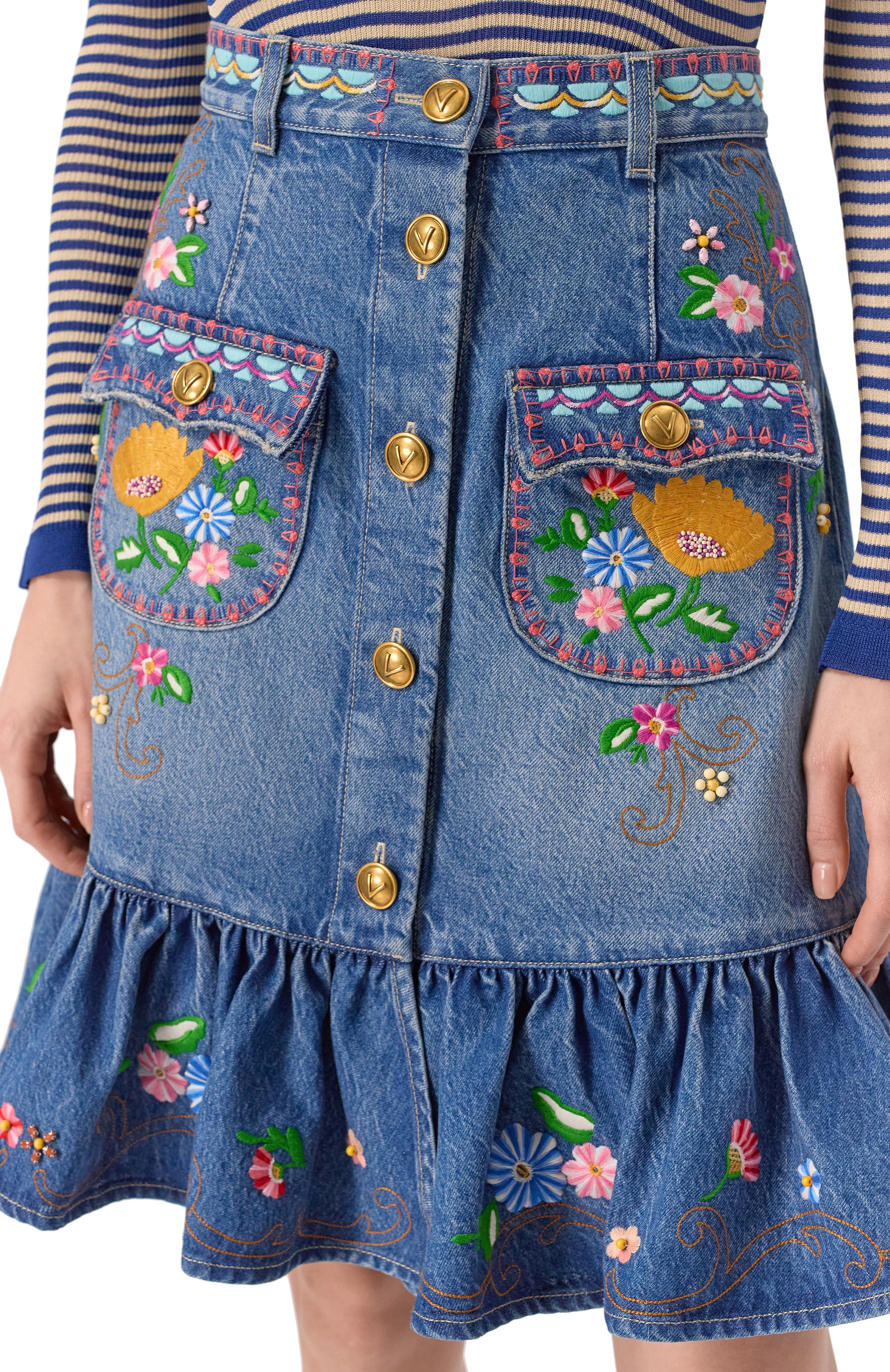 Джинсовая юбка VALENTINO, арт. 6B3DD19H94T, фото 5