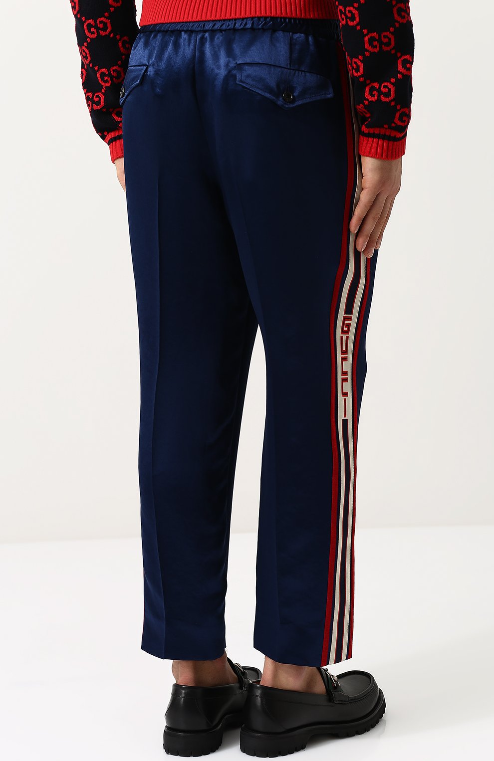 Укороченные брюки прямого кроя с контрастными лампасами GUCCI, арт. 495697/Z791A, фото 4