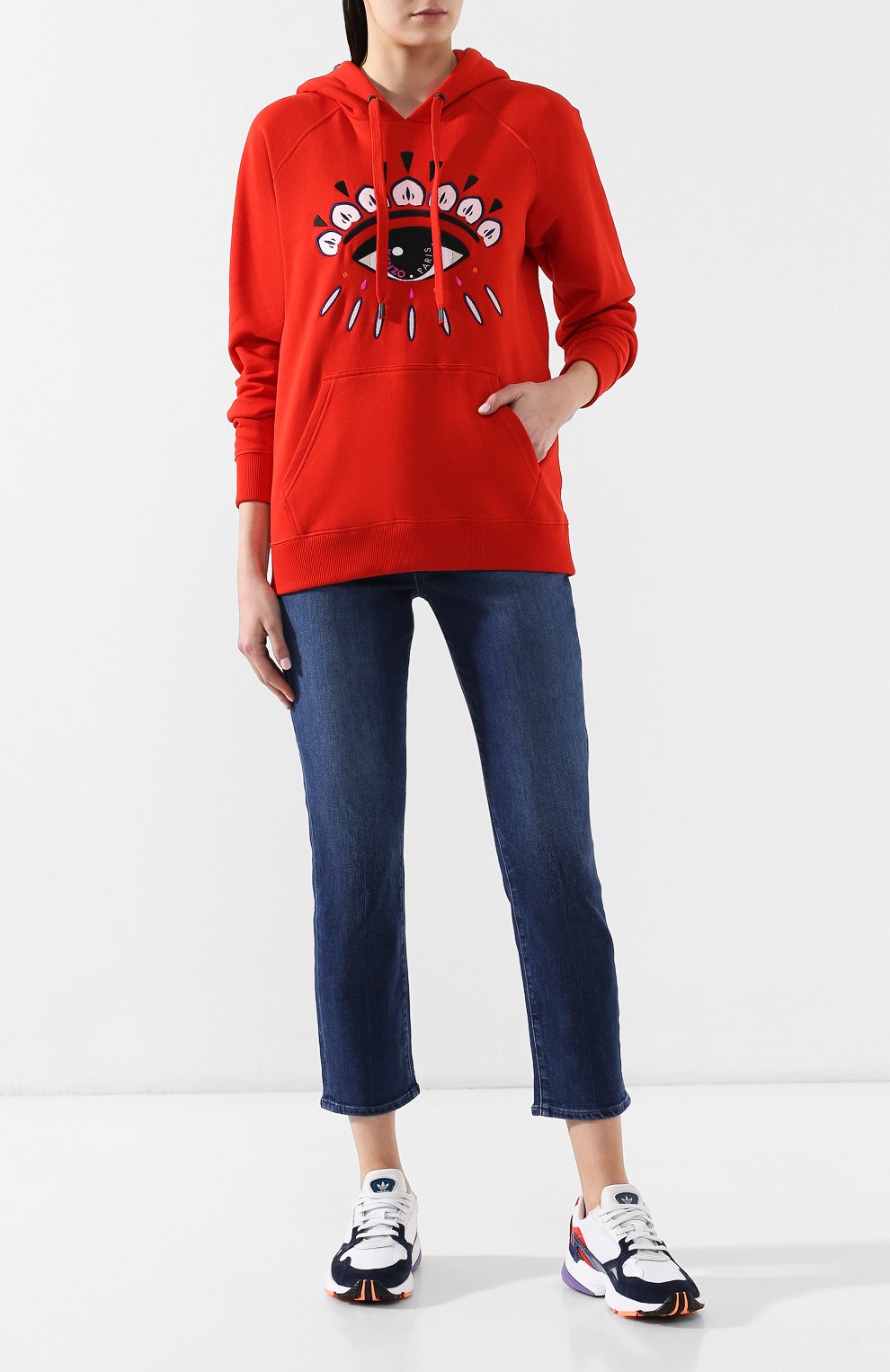 Хлопковый пуловер KENZO красного цвета по цене 36300 руб., арт. 2SW8834XC, фото 2 Хлопковый пуловер KENZO, арт. 2SW8834XC, фото 2