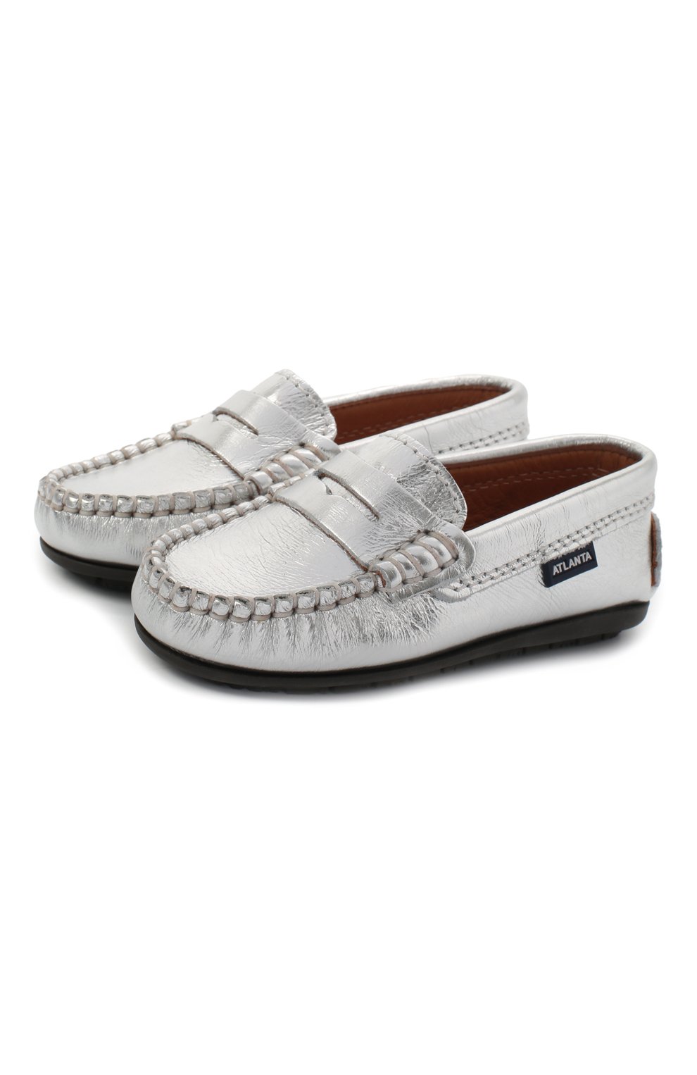 Кожаные мокасины ATLANTA MOCASSIN серебряного цвета по цене 7270 руб., арт. 9AT1MT032GCSTT/21-27, фото 1 Кожаные мокасины ATLANTA MOCASSIN, арт. 9AT1MT032GCSTT/21-27, фото 1