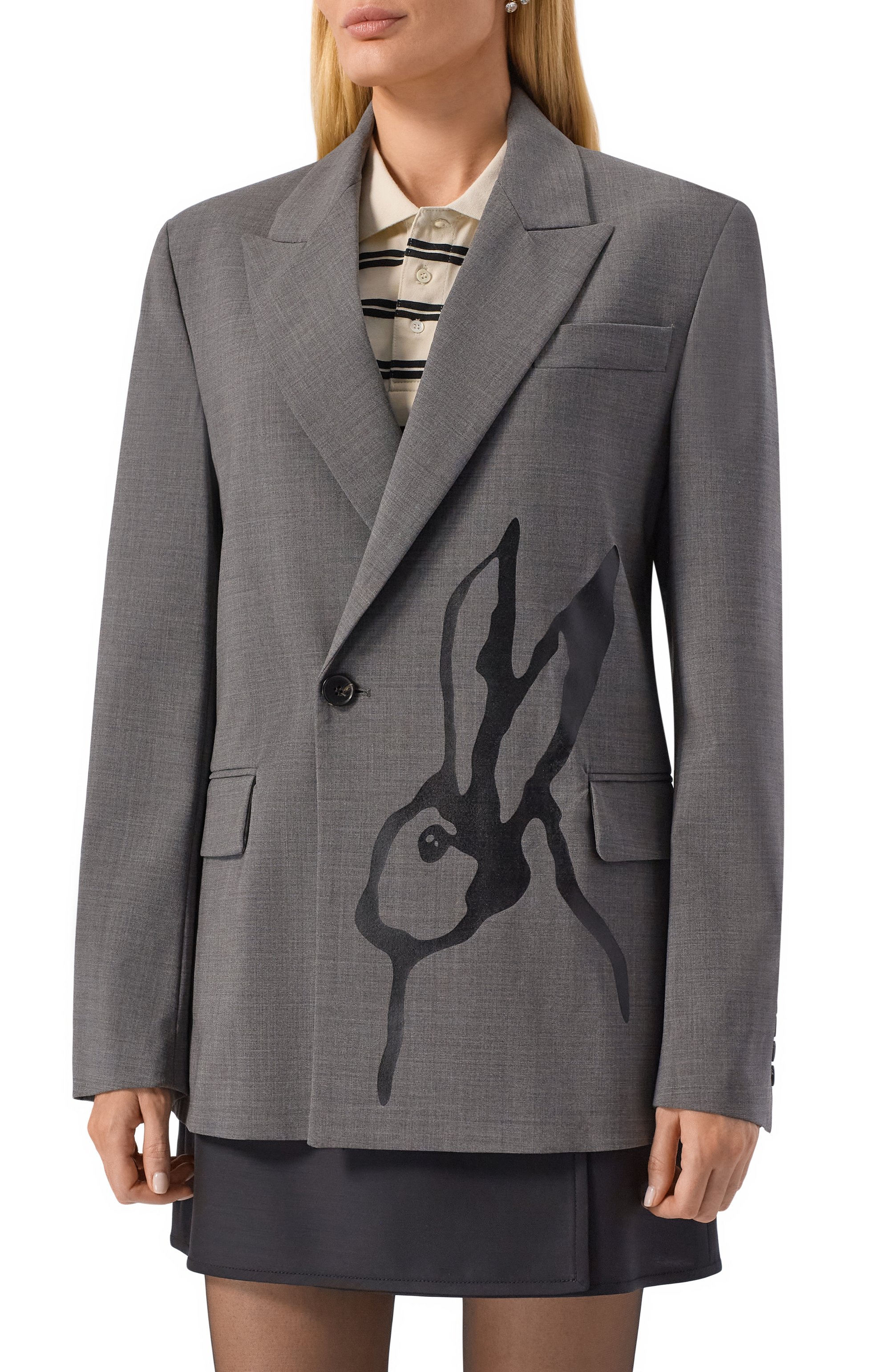 Шерстяной жакет MSGM темно-серого цвета по цене 69950 руб., арт. 3941MDG25X/257605, фото 3 Шерстяной жакет MSGM, арт. 3941MDG25X/257605, фото 3