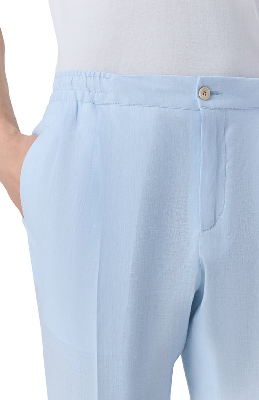 Льняные брюки Kiton UPN01H09690 Голубой  UPN01H09690 Фото 5