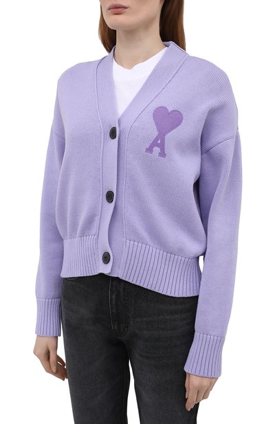 Кардиган из хлопка и шерсти AMI, арт. E21FK303.016, фото 3