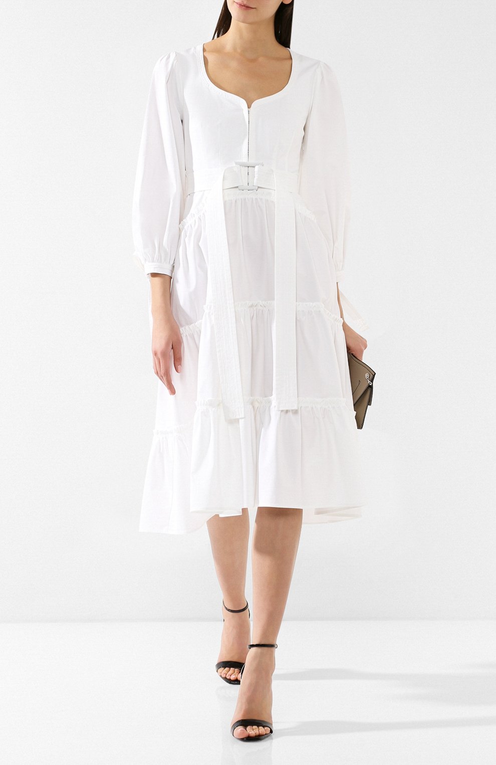 Хлопковое платье PROENZA SCHOULER белого цвета по цене 121000 руб., арт. R1913041-SC037, фото 2 Хлопковое платье PROENZA SCHOULER, арт. R1913041-SC037, фото 2