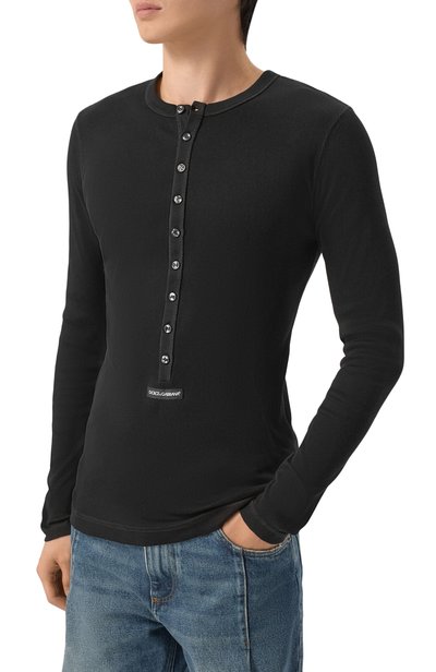Хлопковый лонгслив-хенли DOLCE & GABBANA, арт. G8PG8T/G7P3I, фото 3