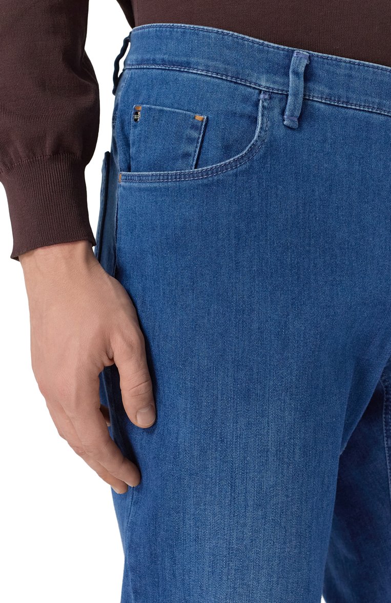 Мужские джинсы slim fit ZILLI синего цвета, арт. J5T002M0441VZA0V0 | Фото 5 (Материал внешний: Хлопок, Деним; Длина (брюки, джинсы): Стандартные; Силуэт М (брюки): Прямые; Стили: Классический; Кросс-КТ: Деним; Автоматизация ТО: Проставлено; Автоматизация состава: Проставлено; Детали: Делаве)