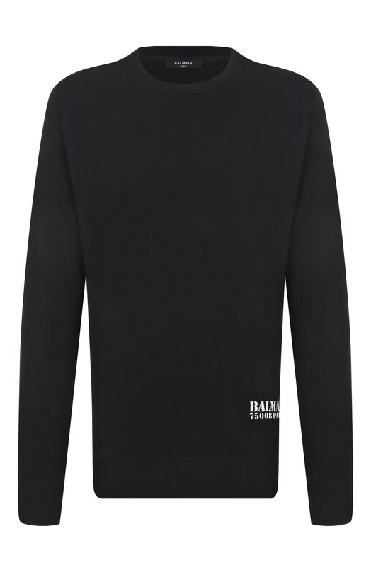 Хлопковый свитшот Balmain FH1JS001/BD04 Чёрный FH1JS001/BD04
