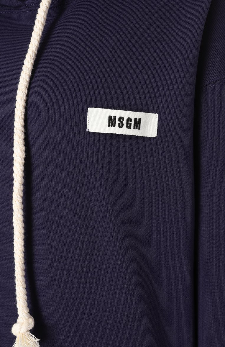 Женский хлопковое худи MSGM фиолетового цвета, арт. 3841MDM141/257000 | Фото 6 (Рукава: Длинные; Материал внешний: Хлопок; Длина (для топов): Стандартные; Стили: Спорт-шик; Женское Кросс-КТ: Худи-одежда)