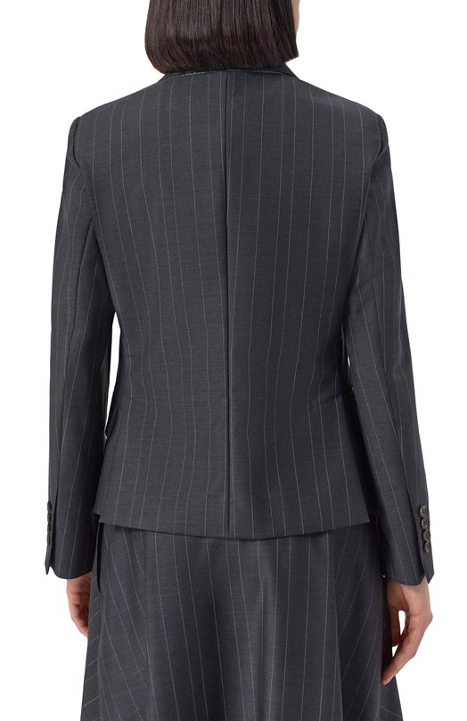 Шерстяной жакет Brunello Cucinelli MB1467480P Чёрный  MB1467480P Фото 4
