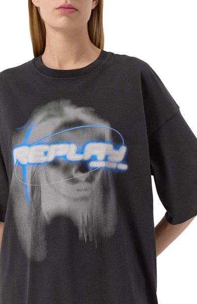 Хлопковая футболка REPLAY черного цвета по цене 11150 руб., арт. W3306H.000.22658M, фото 5 Хлопковая футболка REPLAY, арт. W3306H.000.22658M, фото 5