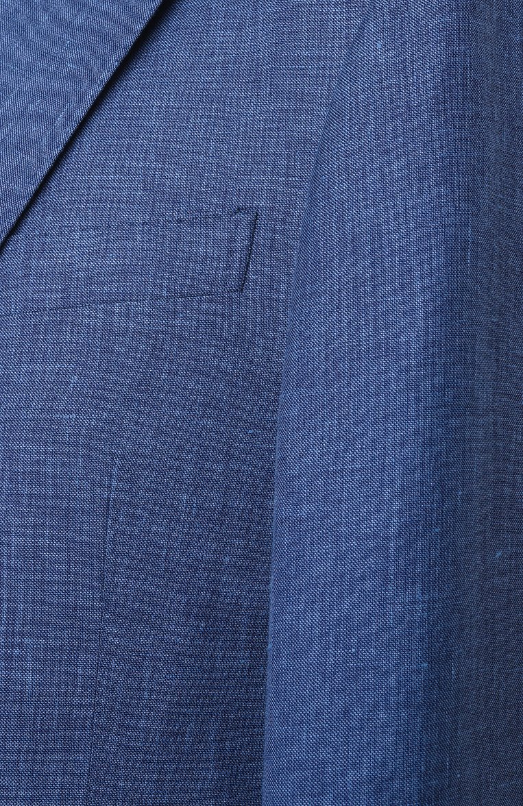 Мужской костюм из шерсти и льна CORNELIANI синего цвета, арт. 25X008-2518263_SET | Фото 9 (Материал внешний: Шерсть, Лен; Рукава: Длинные; Материал сплава: Проставлено; Драгоценные камни: Проставлено; Костюмы М: Однобортный; Стили: Классический, Кэжуэл)