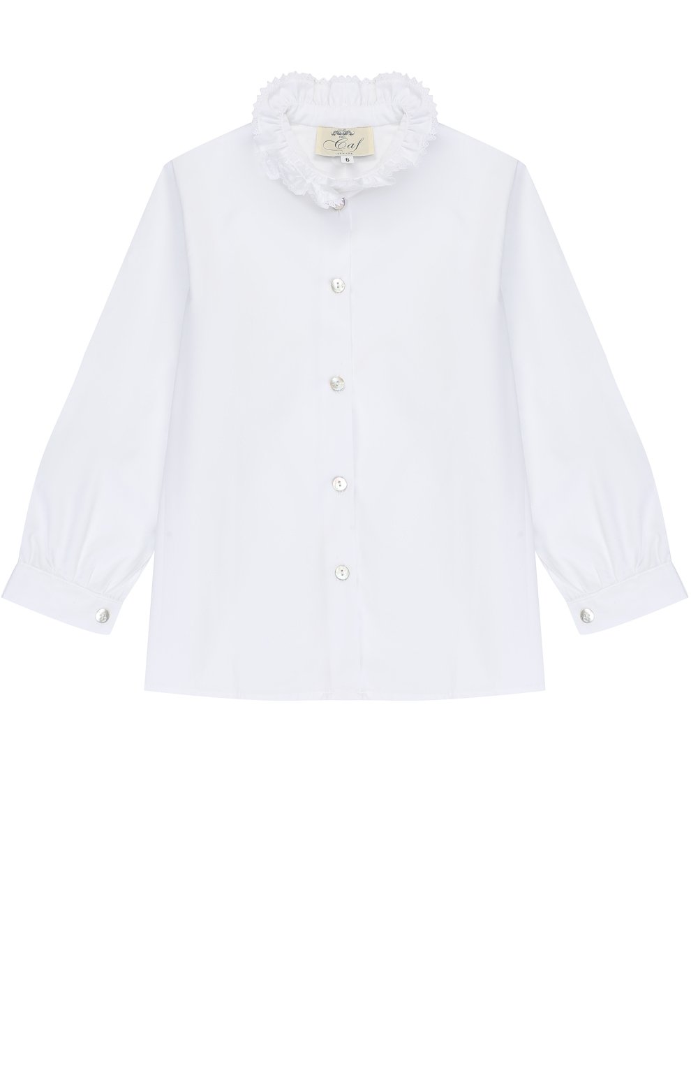 Хлопковая блуза с кружевным воротником-стойкой CAF, арт. 22-P0/R0UCHE DEL C0LLETT0/12A-14A, фото 1