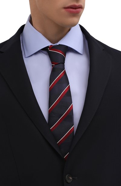 Шелковый галстук GIORGIO ARMANI темно-синего цвета по цене 21050 руб., арт. 360054/2R910, фото 2 Шелковый галстук GIORGIO ARMANI, арт. 360054/2R910, фото 2