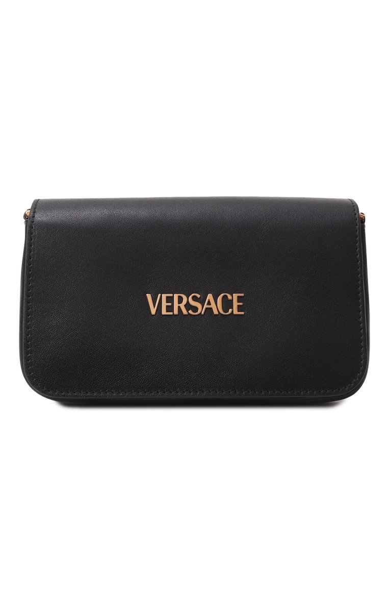 Женская сумка tag mini VERSACE черного цвета, арт. 1018747/1A13171 | Фото 1 (Размер: mini; Ремень/цепочка: На ремешке; Материал: Натуральная кожа)