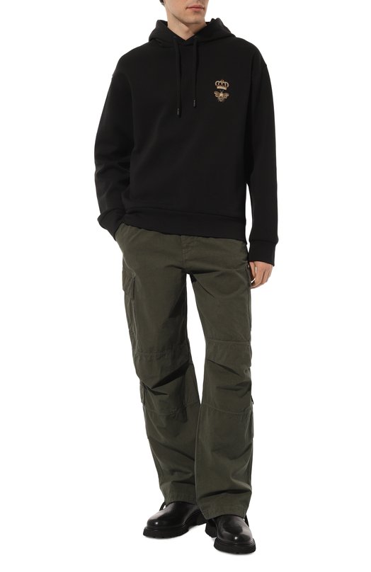 Хлопковое худи Dolce & Gabbana G9ACJZ/HU7H9 Чёрный  G9ACJZ/HU7H9 Фото 2