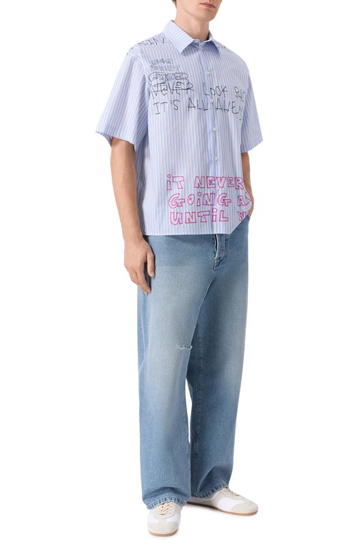 Хлопковая рубашка MSGM 4040ME17X/267055 Голубой  4040ME17X/267055 Фото 2