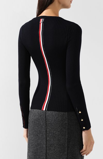 Шерстяной пуловер с круглым вырезом THOM BROWNE, арт. FKA171A-00014 415, фото 4