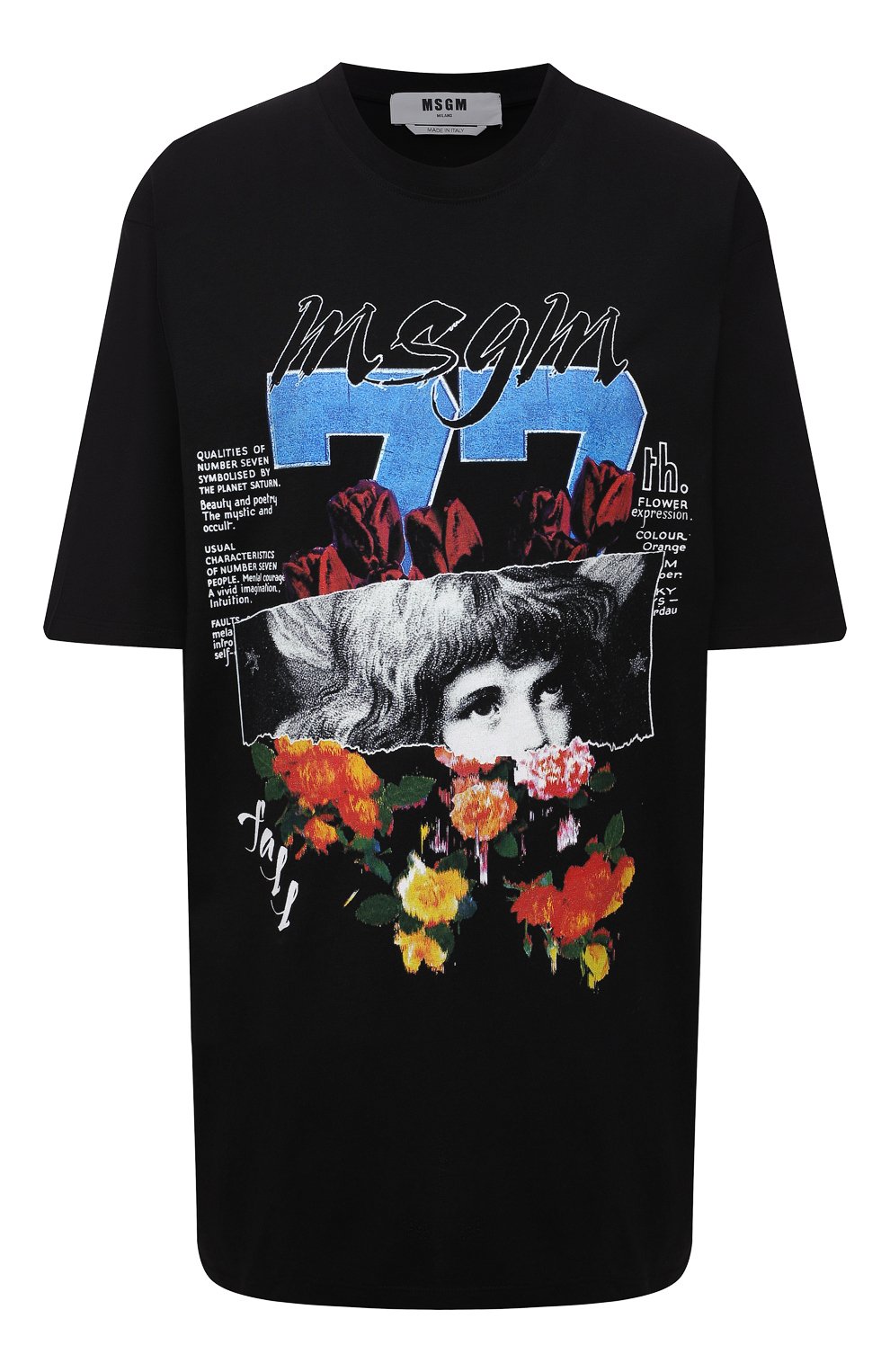 Хлопковая футболка MSGM черного цвета по цене 15600 руб., арт. 3141MDM160 217798, фото 1 Хлопковая футболка MSGM, арт. 3141MDM160 217798, фото 1