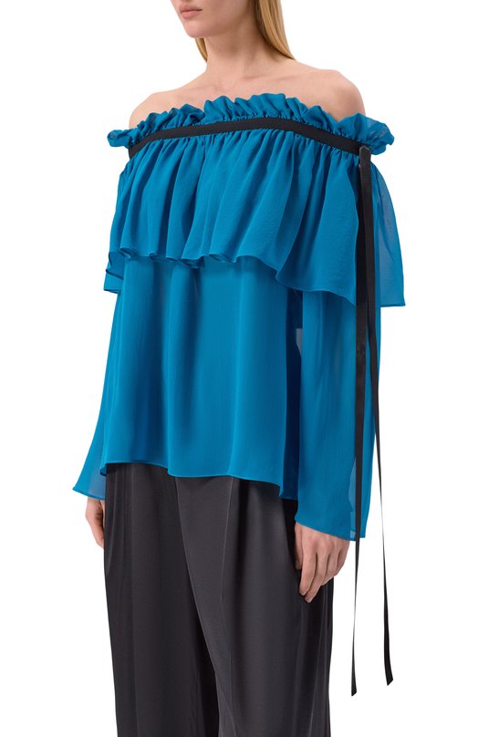 Шелковый топ Nina Ricci 26PCT0023/SE1417 Голубой  26PCT0023/SE1417 Фото 3