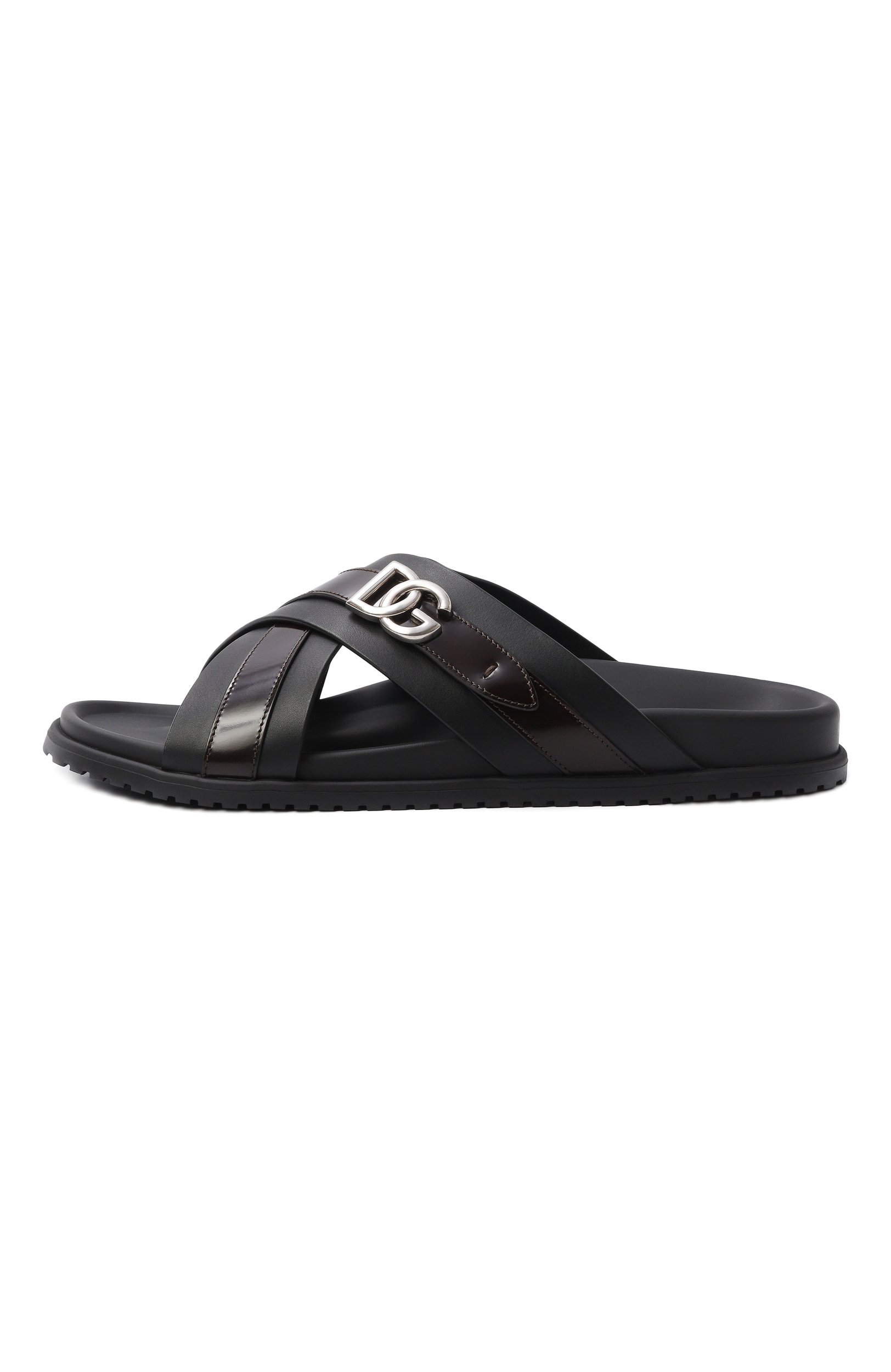 Кожаные шлепанцы DOLCE & GABBANA черного цвета по цене 107000 руб., арт. A80624/A0765, фото 3 Кожаные шлепанцы DOLCE & GABBANA, арт. A80624/A0765, фото 3