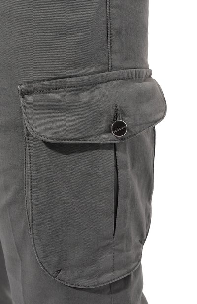 Хлопковые брюки-карго KITON серого цвета по цене 96350 руб., арт. UFPPCAJ0738B, фото 5 Хлопковые брюки-карго KITON, арт. UFPPCAJ0738B, фото 5