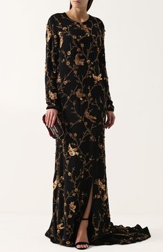 Шелковое платье-макси с подолом и контрастной вышивкой NAEEM KHAN, арт. PF17-003G, фото 2