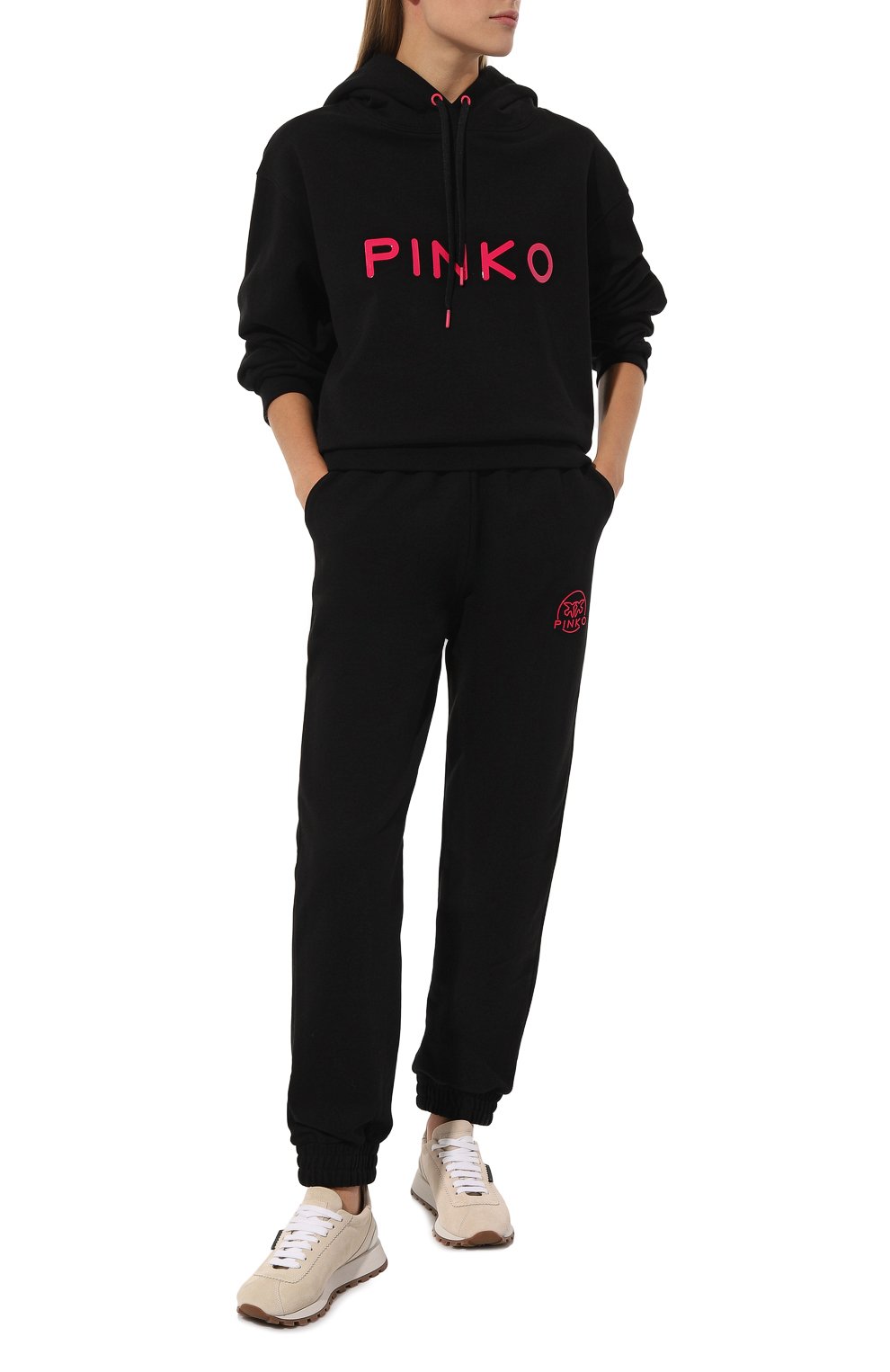 Хлопковые джоггеры PINKO черного цвета по цене 17400 руб., арт. 100371/A162, фото 2 Хлопковые джоггеры PINKO, арт. 100371/A162, фото 2
