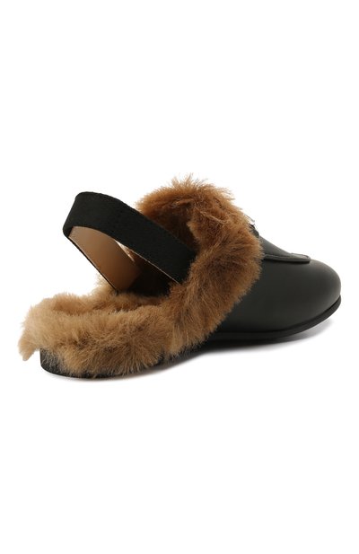 Кожаные сабо с меховой отделкой GUCCI, арт. 526191/0IIK0, фото 3
