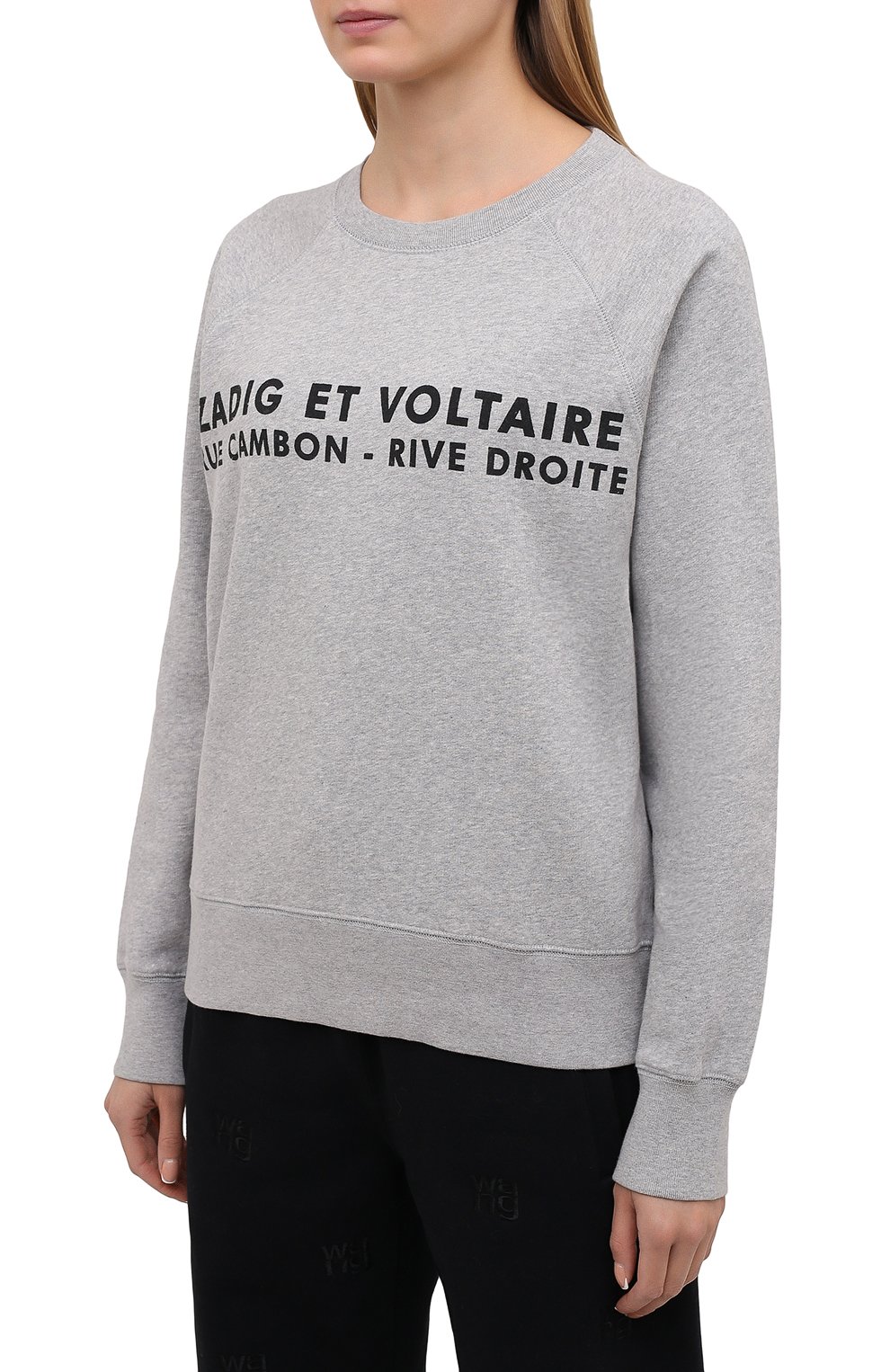 Хлопковый свитшот ZADIG AND VOLTAIRE серого цвета по цене 18350 руб., арт. SKTS7101F, фото 3 Хлопковый свитшот ZADIG AND VOLTAIRE, арт. SKTS7101F, фото 3