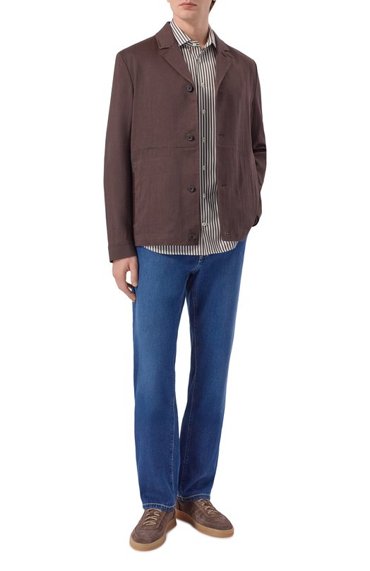 Куртка-рубашка изо льна и шерсти Corneliani 27LI53/2718468 Коричневый  27LI53/2718468 Фото 2