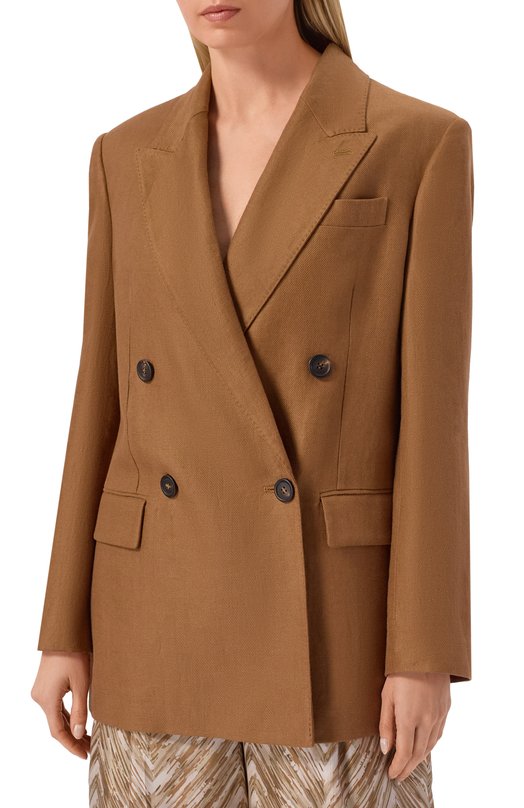 Льняной жакет Brunello Cucinelli MH5277317 Коричневый  MH5277317 Фото 3