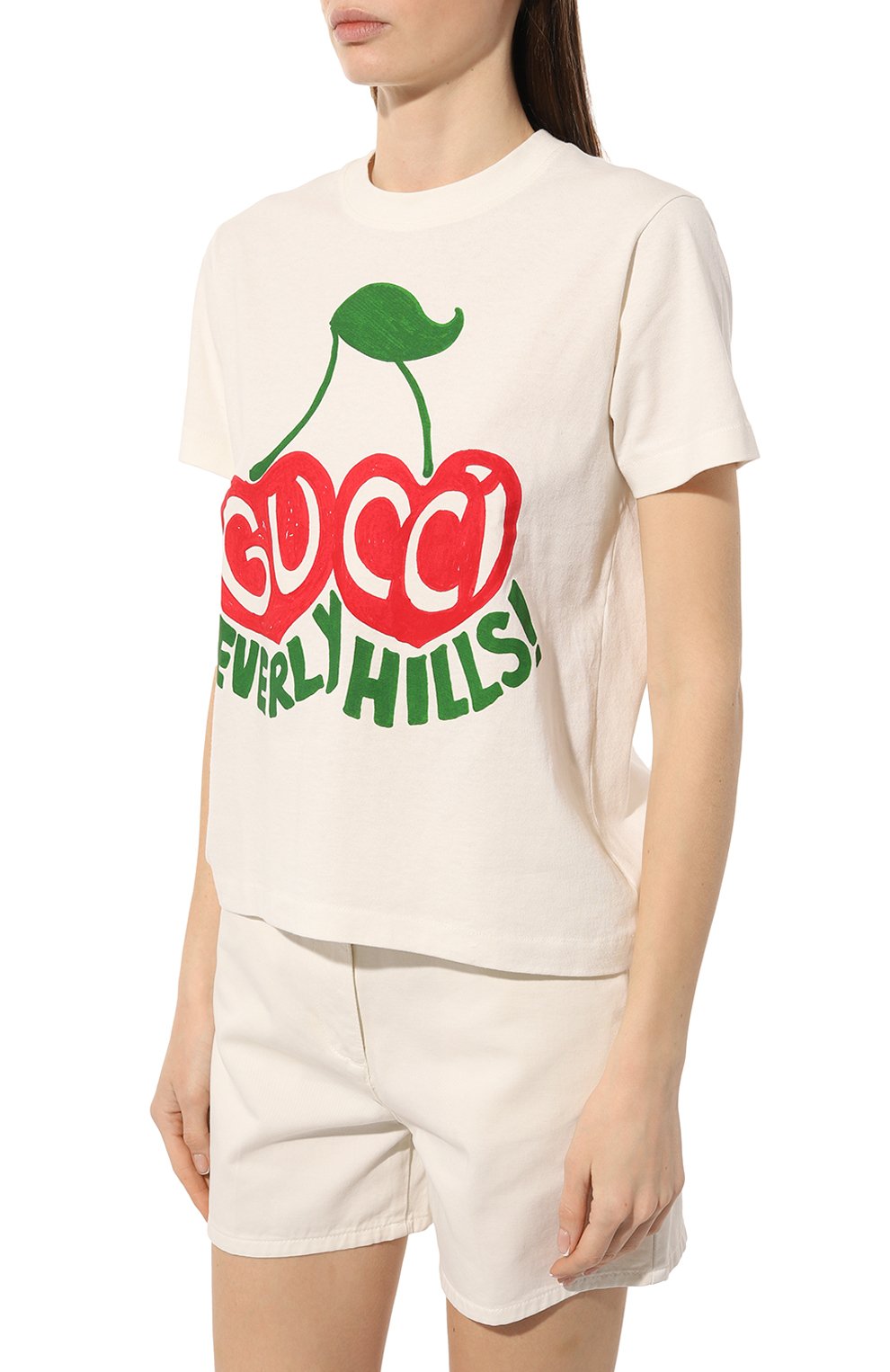 Хлопковая футболка GUCCI молочного цвета по цене 50400 руб., арт. 580762 XJCRJ, фото 3 Хлопковая футболка GUCCI, арт. 580762 XJCRJ, фото 3