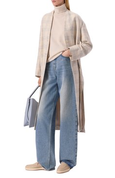 Женские кожаные лоферы SANTONI бежевого цвета, арт. WUYG71436TISSWKA | Фото 2 (Подошва: Платформа; Драгоценные камни: Проставлено; Каблук высота: Низкий; Материал сплава: Проставлено; Материал внешний: Натуральная кожа; Материал внутренний: Натуральная кожа)