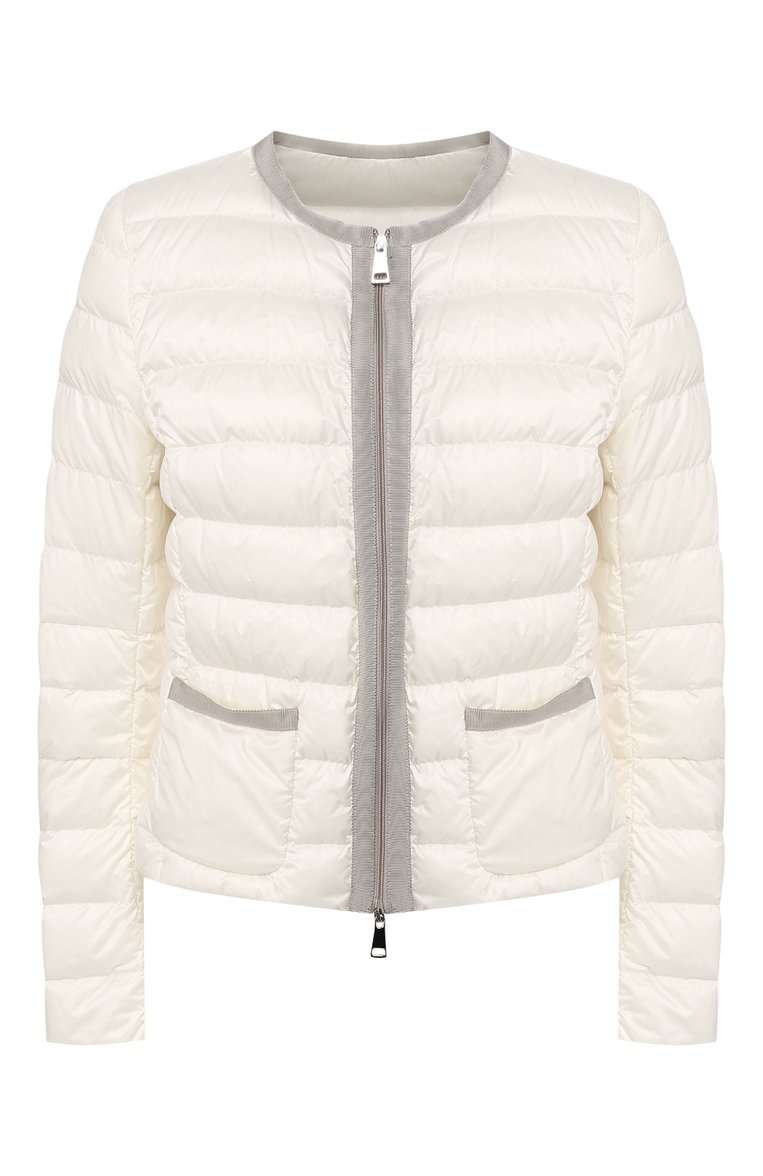 Женская пуховая куртка MONCLER белого цвета, арт. E1-093-45388-98-53048 | Фото 1 (Материал утеплителя: Пух и перо; Материал подклада: Синтетический материал; Статус проверки: Проверена категория; Материал внешний: Синтетический материал; Рукава: Длинные; Женское Кросс-КТ: Пуховик-куртка, Подстежка; Длина (верхняя одежда): Короткие; Кросс-КТ: Куртка, Утепленный; Материал сплава: Проставлено; Драгоценные камни: Проставлено)