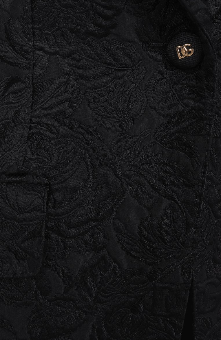 Женский жакет из хлопка и шелка DOLCE & GABBANA черного цвета, арт. F29UCT/GDCSS | Фото 6 (Рукава: Длинные; Длина (для топов): Стандартные; Материал внешний: Хлопок, Синтетический материал; Женское Кросс-КТ: Жакет-одежда; 1-2-бортные: Однобортные; Случай: Вечерний; Кросс-КТ: костюм; Стили: Классический; Материал подклада: Синтетический материал; Автоматизация ТО: Проставлено; Автоматизация состава: Проставлено; Размерность: Идёт в размер; Re-sync: On)