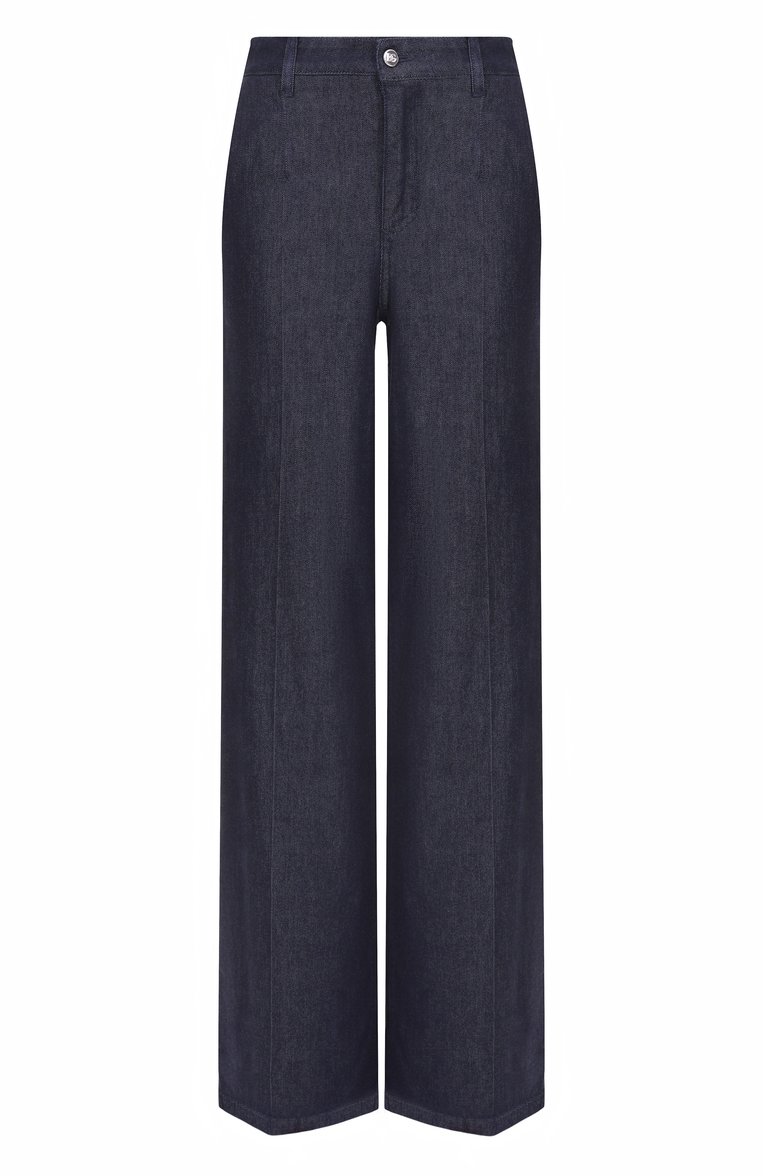 Женские джинсы DOLCE & GABBANA темно-синего цвета, арт. FTC6YD/G8MR3 | Фото 1 (Длина (брюки, джинсы): Удлиненные; Силуэт Ж (брюки и джинсы): Расклешенные; Материал внешний: Деним, Хлопок; Кросс-КТ: Деним; Стили: Кэжуэл; Автоматизация состава: Проставлено; Размерность: Идёт в размер; Автоматизация ТО: Проставлено; Re-sync: On)