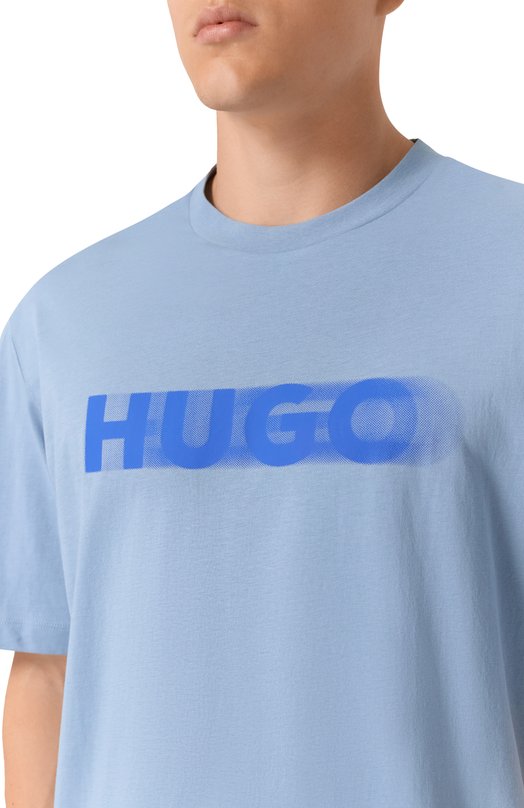 Хлопковая футболка HUGO Blue 50543493 Голубой  50543493 Фото 5