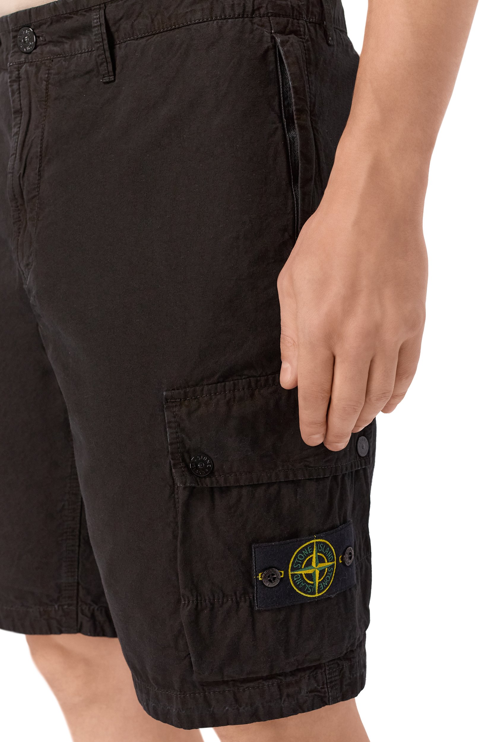 Хлопковые шорты STONE ISLAND черного цвета по цене 43150 руб., арт. L1S15L100019/S00WA, фото 5 Хлопковые шорты STONE ISLAND, арт. L1S15L100019/S00WA, фото 5