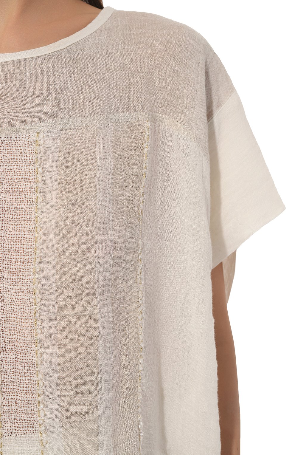 Льняная блузка MAURIZIO кремового цвета по цене 28500 руб., арт. MZS4W08311677, фото 5 Льняная блузка MAURIZIO, арт. MZS4W08311677, фото 5