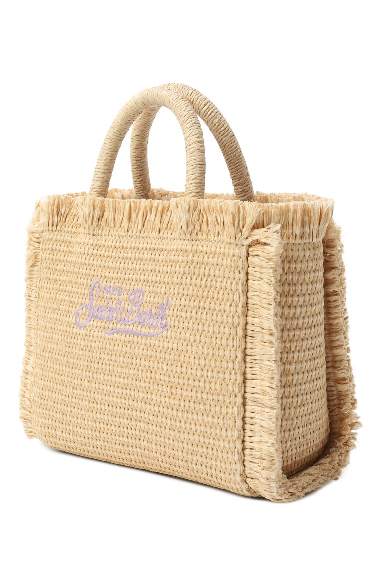 Детская сумка MC2 SAINT BARTH светло-бежевого цвета, арт. VANITY MINI STRAW N/STBA/01332F | Фото 2 (Материал: Текстиль, Экокожа; Автоматизация состава: Проставлено; Нос: Не проставлено)