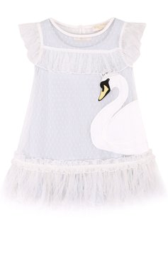 Платье с отделкой перьями страуса MONNALISA, арт. 791903R3, фото 1