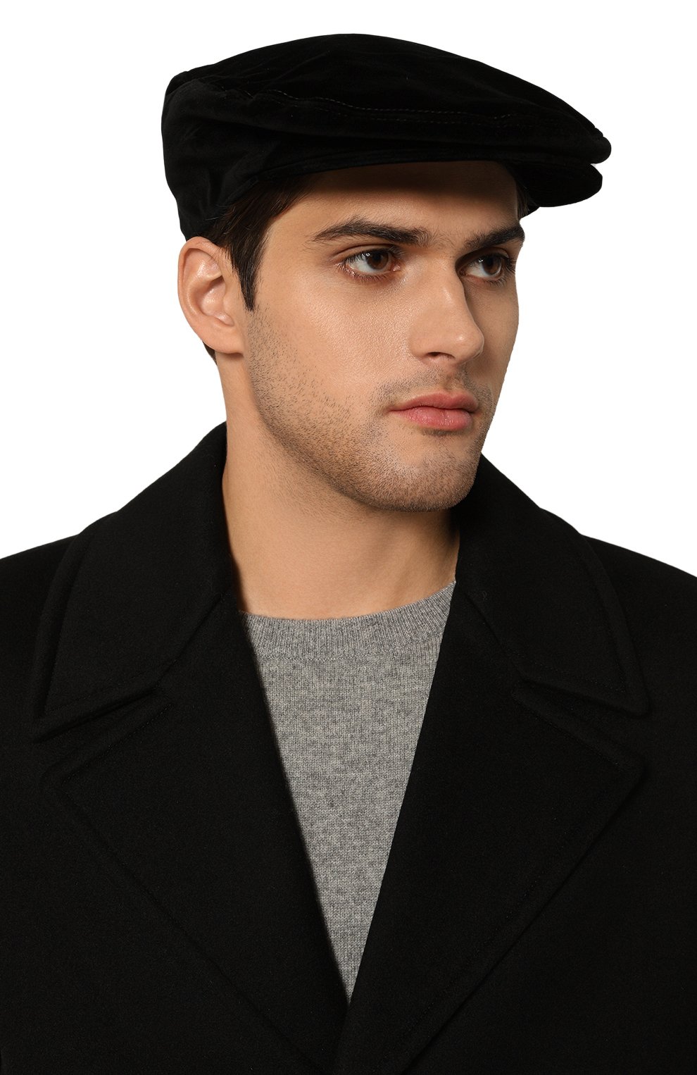 Бархатное кепи DOLCE & GABBANA черного цвета по цене 42100 руб., арт. GH587A/GI681, фото 2 Бархатное кепи DOLCE & GABBANA, арт. GH587A/GI681, фото 2