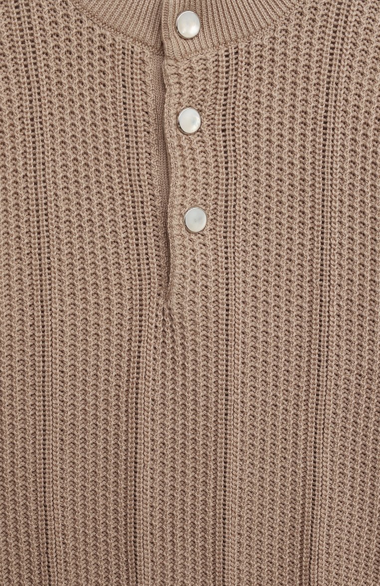 Детский хлопковый пуловер BRUNELLO CUCINELLI бежевого цвета, арт. B29M15701A | Фото 3 (Мальчики Кросс-КТ: Пуловер-одежда; Рукава: Короткие; Материал сплава: Проставлено; Материал внешний: Хлопок; Драгоценные камни: Проставлено)