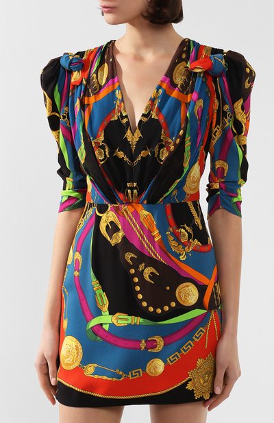 Платье с принтом VERSACE черного цвета по цене 299500 руб., арт. A85337/A233265, фото 3 Платье с принтом VERSACE, арт. A85337/A233265, фото 3