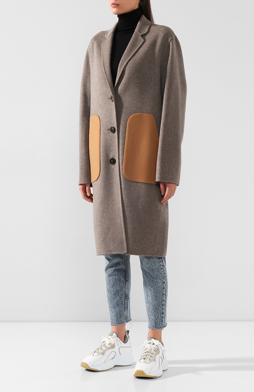Шерстяное пальто ACNE STUDIOS серого цвета по цене 76550 руб., арт. A90165, фото 3 Шерстяное пальто ACNE STUDIOS, арт. A90165, фото 3