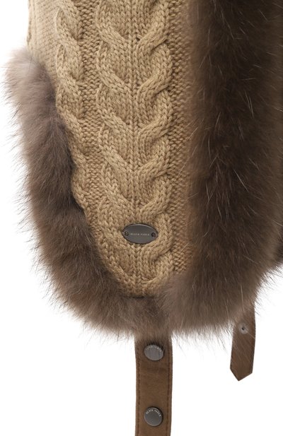 Кашемировая шапка-ушанка с мехом соболя BLACK SABLE, арт. BS-FHK-G, фото 3