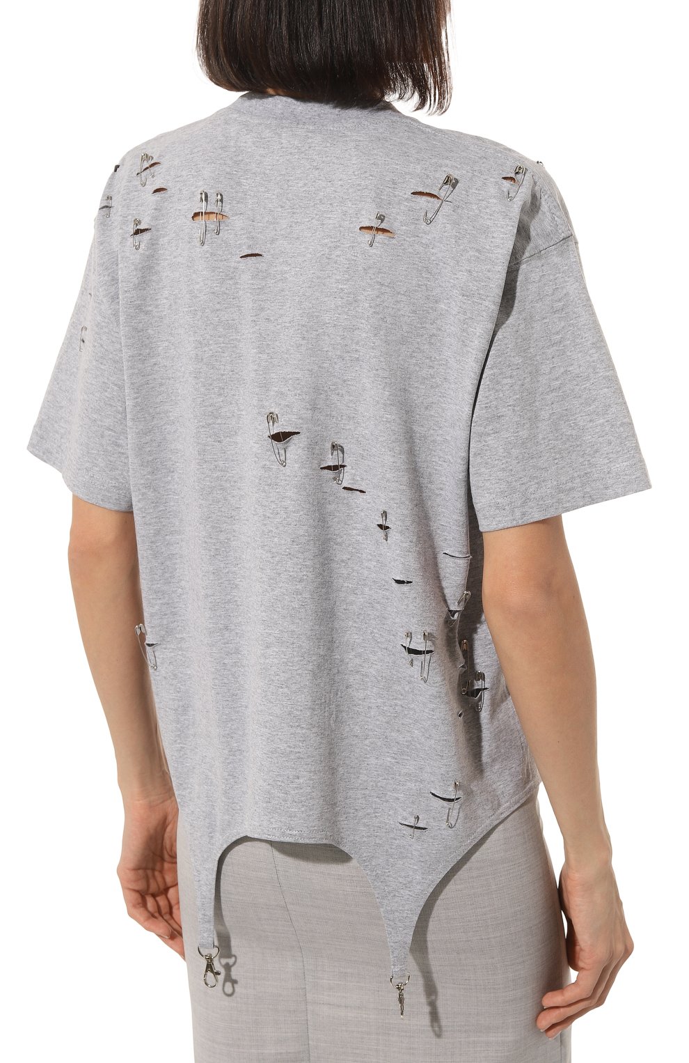 Хлопковая футболка YANA DRESS серого цвета по цене 34000 руб., арт. 1-17-036-700ПБ, фото 4 Хлопковая футболка YANA DRESS, арт. 1-17-036-700ПБ, фото 4